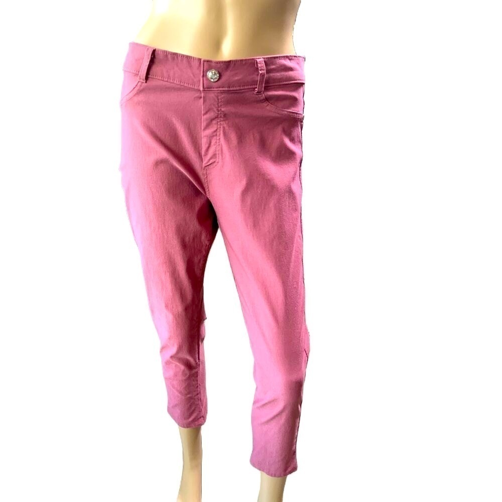 R. Sofia Pink Cotton Blend Button Closure Capri Pants Size‎ Medium